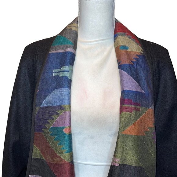Vintage Womens Jacket Size Medium Open Front Art To Wear Statement Collar Lined - Picture 5 of 15